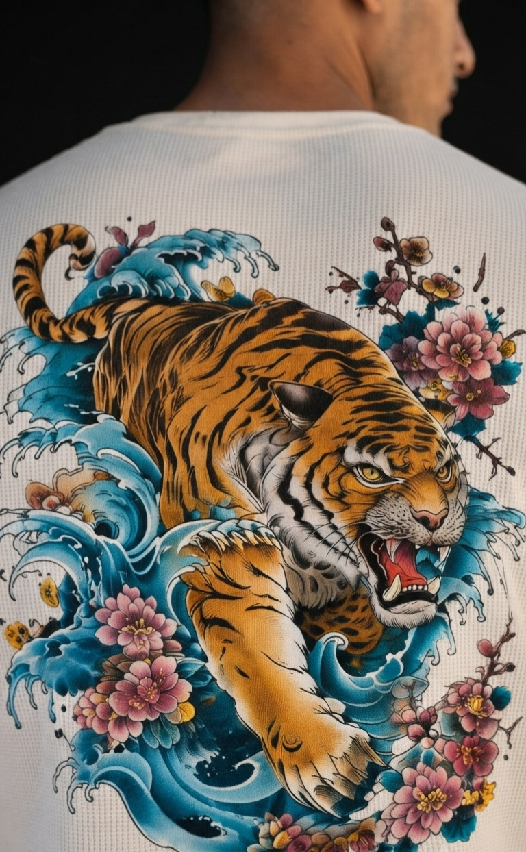TIDAL TIGER White Waffle Oversized Tee