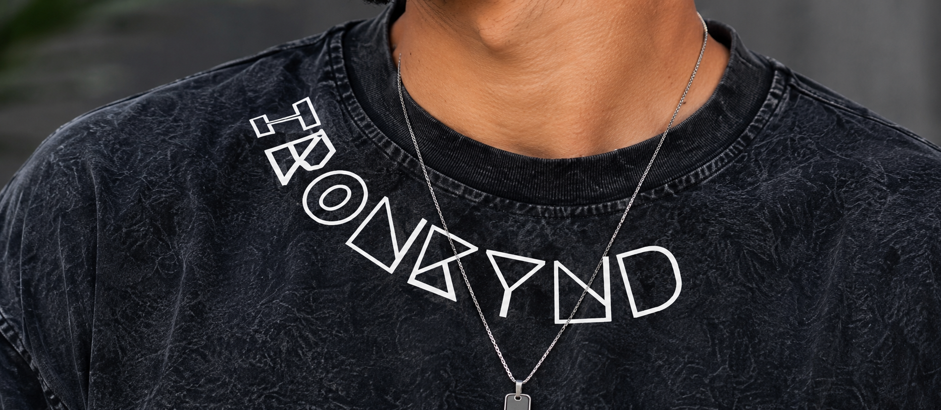 HUNT YOUR FEARS | Black acid wash Oversized Tee 3D