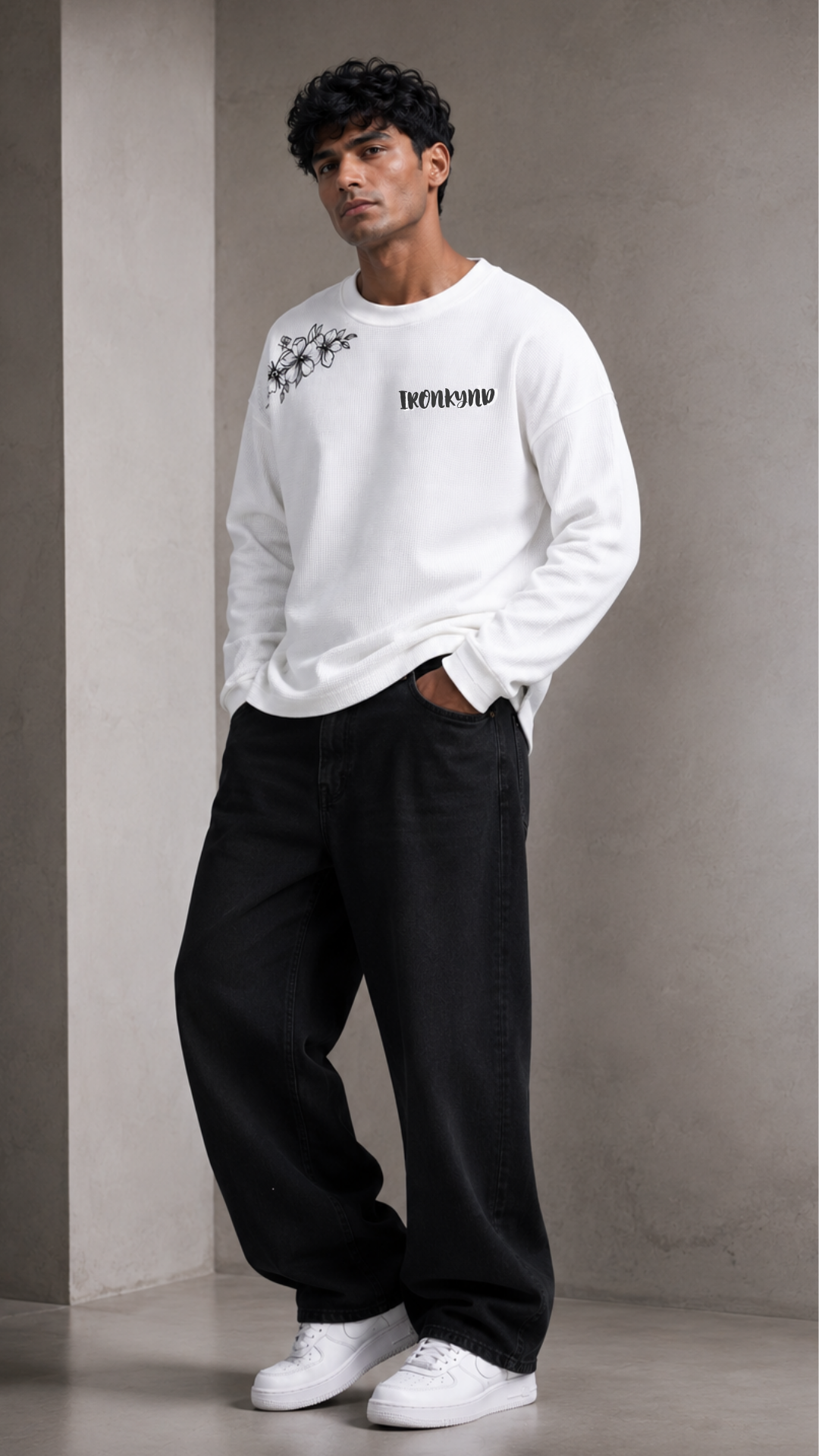 TIDAL TIGER White Waffle Oversized Tee