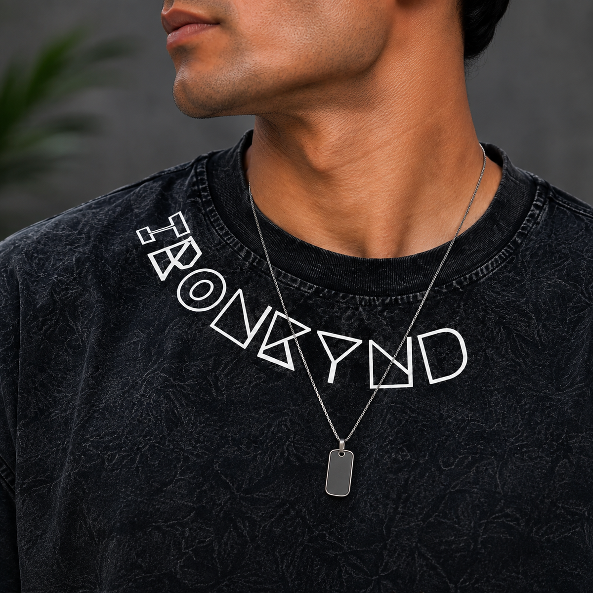 HUNT YOUR FEARS | Black acid wash Oversized Tee 3D