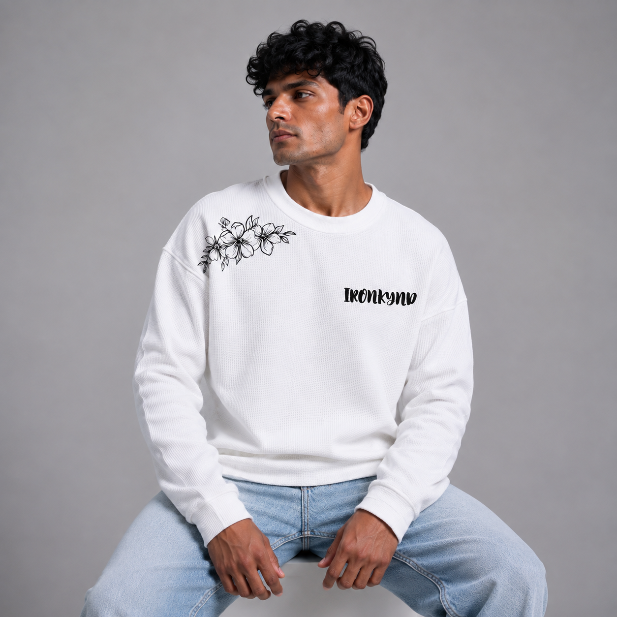 TIDAL TIGER White Waffle Oversized Tee