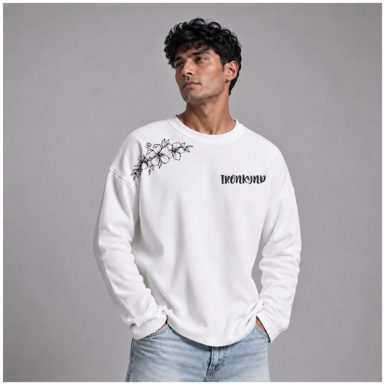 TIDAL TIGER White Waffle Oversized Tee
