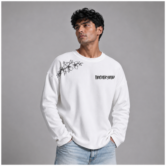 TIDAL TIGER White Waffle Oversized Tee