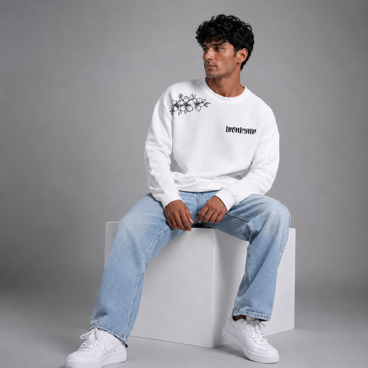 TIDAL TIGER White Waffle Oversized Tee